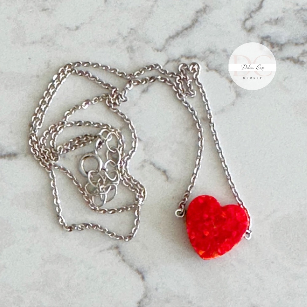 NWOT Red Opal Necklace In Sterling Silver 925